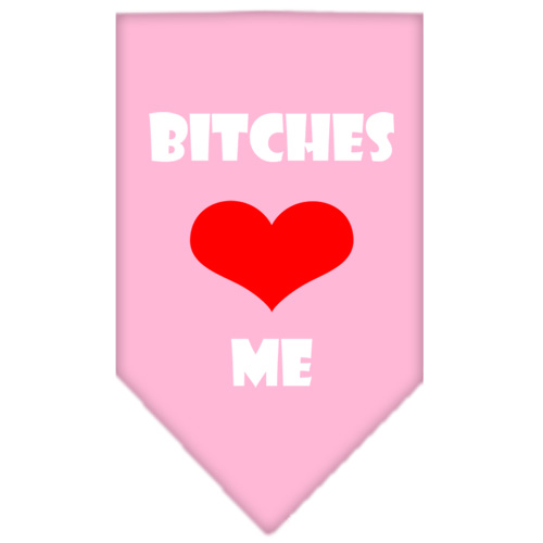 Bitches Love Me Screen Print Bandana Light Pink Large